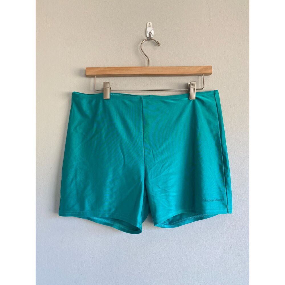 NWOT Outdoor Voices Women’s Beam 4” Biker Shorts Size XL METALLIC Bondi Teal